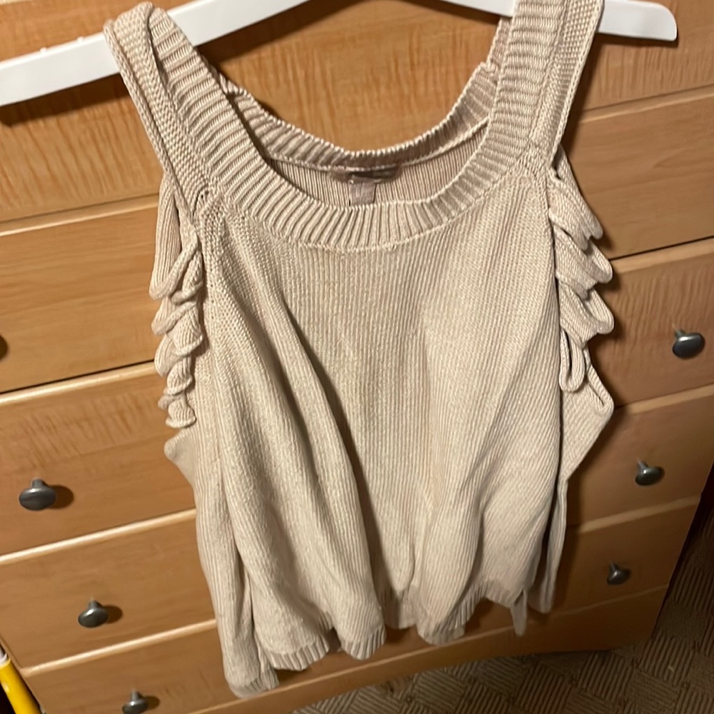 Tan shoulder cut sweater